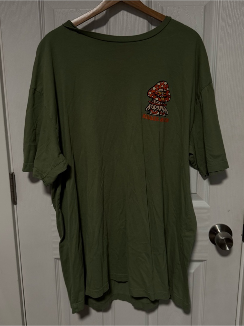 Killer Acid Mushroom Men's Olive Green Short-Sleeve Graphic Tee 3X